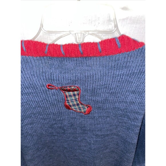 Tiara Women’s Christmas Cardigan Sz XL Blue Colorblock Seasonal Going Out Party - Picture 9 of 12